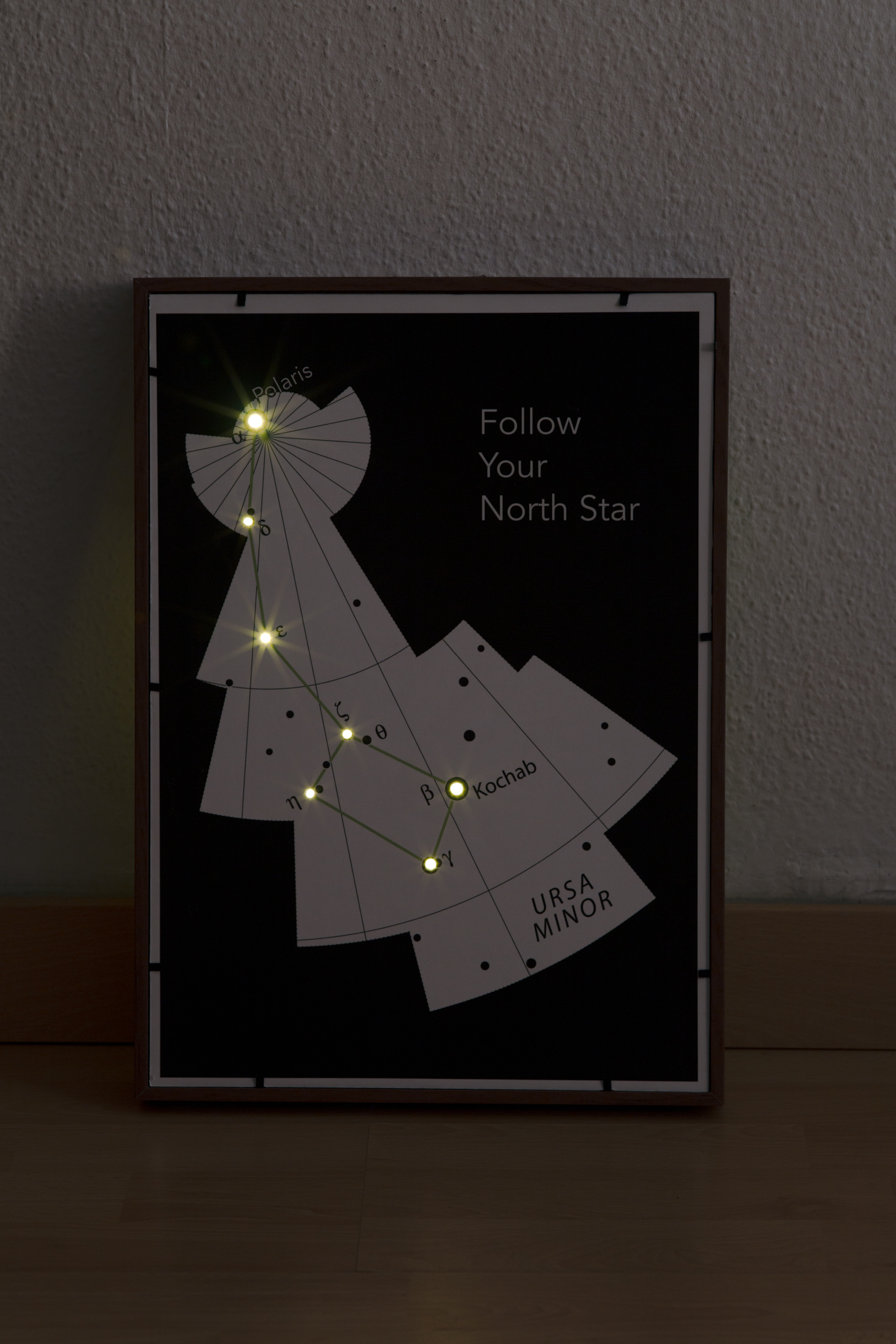 Ursa Minor smart constellation poster with LEDs illuminated