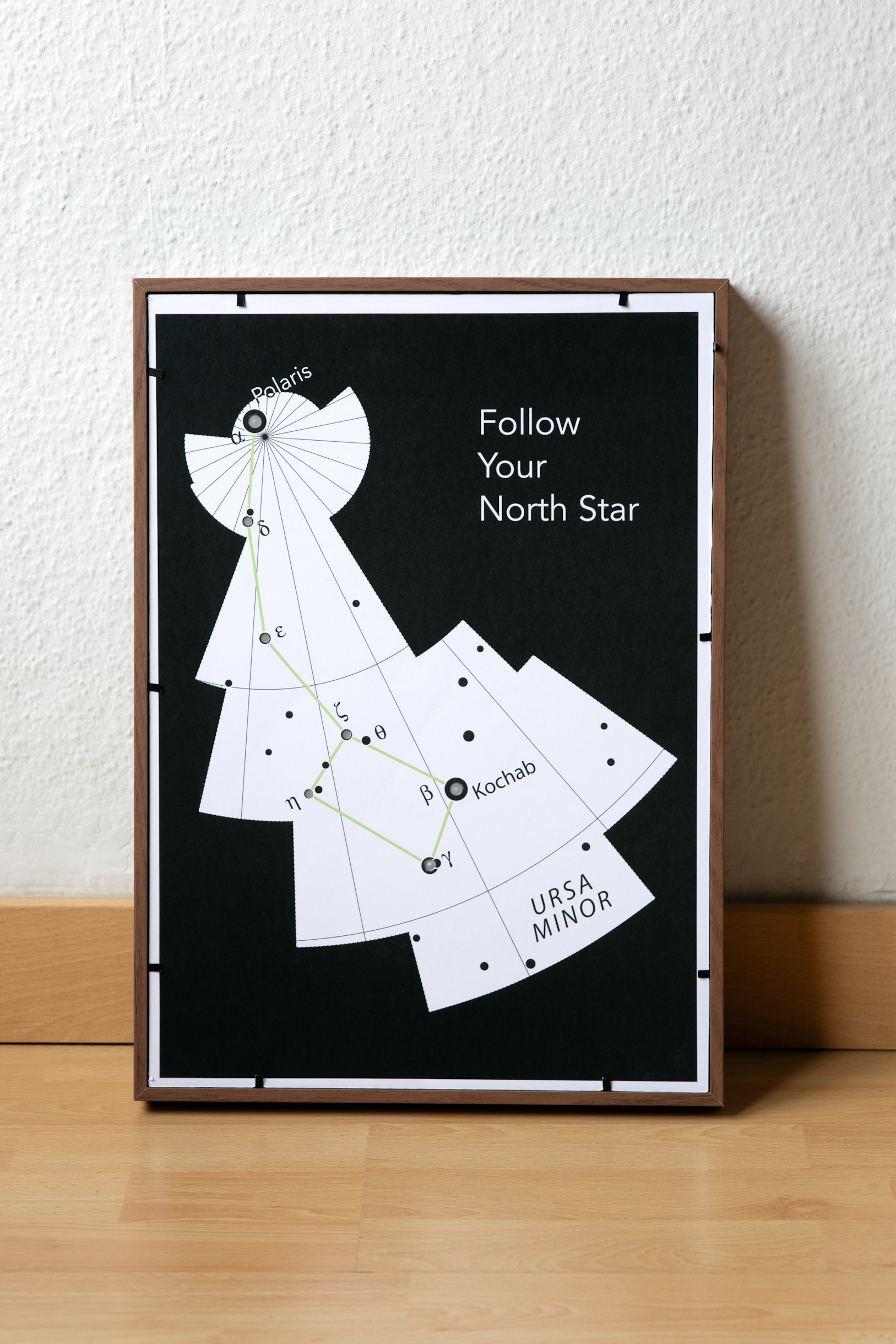 Ursa Minor smart constellation poster with glowing LEDs